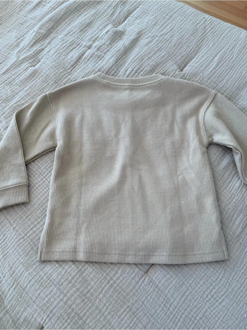 OshKosh B'gosh Beige Ribbed Pocket Long-Sleeve Toddler Top